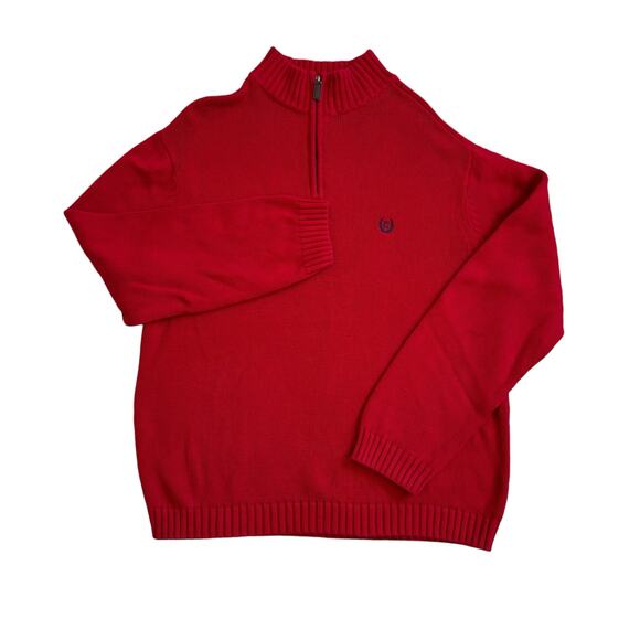 Chaps Red Quarter Zip‎ Sweater Size XL Pullover Classic Zip - Picture 1 of 7